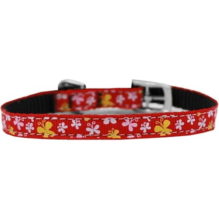 PET PAL Butterfly Nylon Dog Collar with Classic Buckle 0.37 in.Red Size 14 PE814285